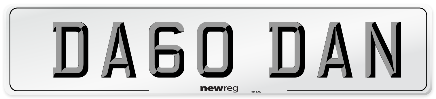 DA60 DAN Number Plate from New Reg